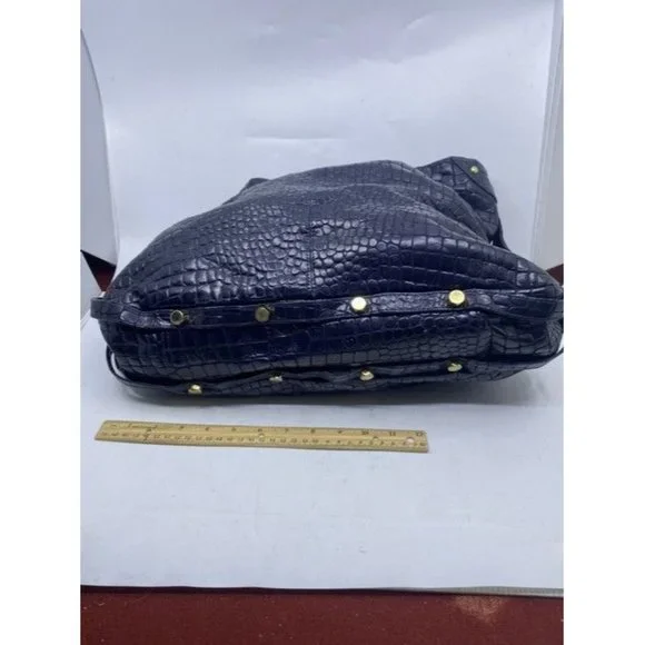 Rebecca Minkoff Croc Embossed Black Leather Shoulder Bag - Picture 3 of 8